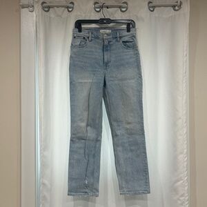 Abercrombie 90s Straight Ultra High Rise Light Blue Denim Jeans